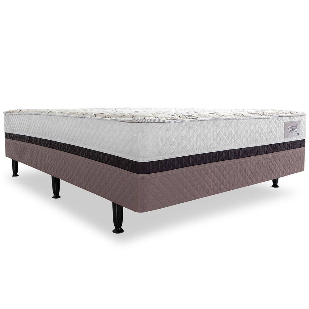 Cama Box Conjugada Casal Herval Roma Ortopédico Espuma D20 e Tecido Poliéster 53x138x188cm - Marrom/Bege/Branco - 5