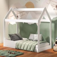 Cama Infantil Barreto Montessoriana Encanto com Tenda e Grade de Proteção - Branco - 1