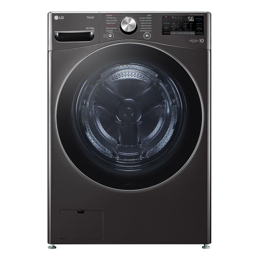 Lava e Seca LG 18Kg/10Kg com Inteligência Artificial AI DD™ e Wi-Fi WD18BV2S6B – Black Inox - 1