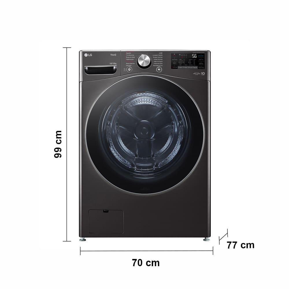 Lava e Seca LG 18Kg/10Kg com Inteligência Artificial AI DD™ e Wi-Fi WD18BV2S6B – Black Inox - 8