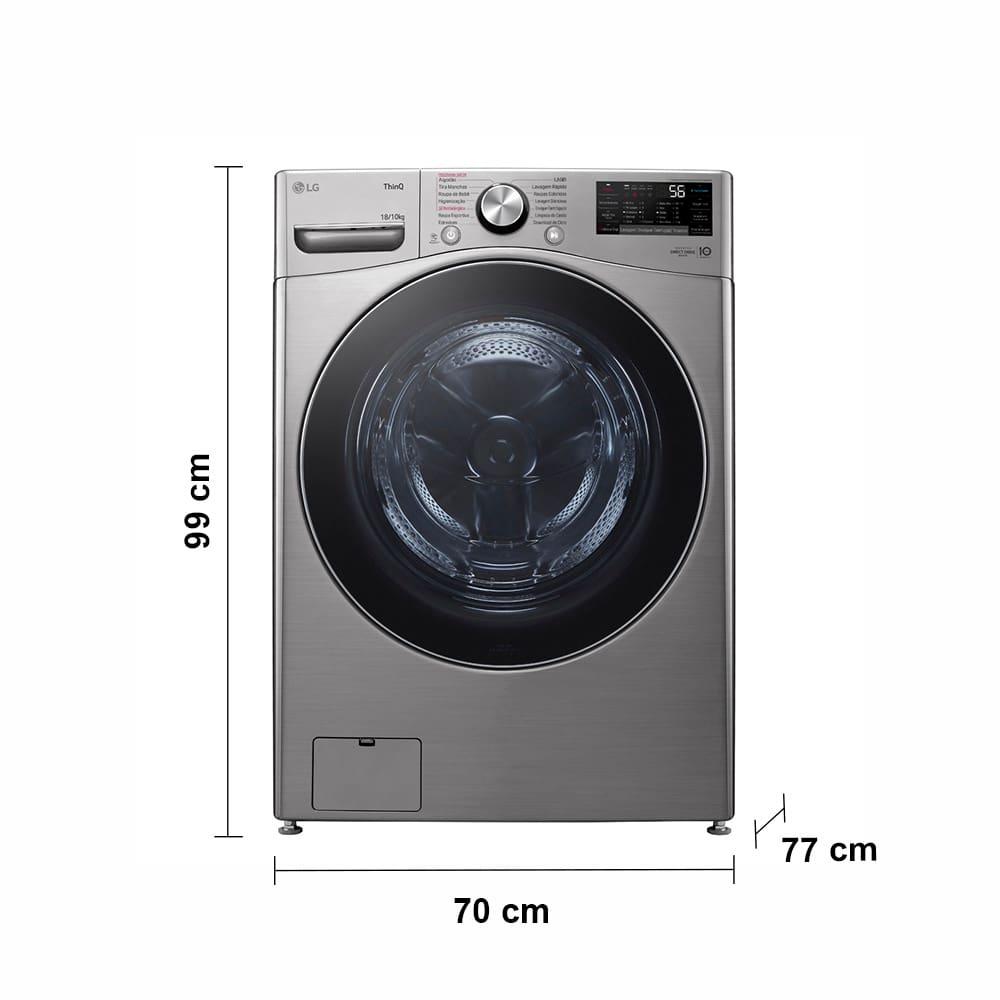 Lava e Seca LG 18Kg/10Kg com Inteligência Artificial AI DD™ e Wi-Fi WD18SV2S6B – Inox Look - 9