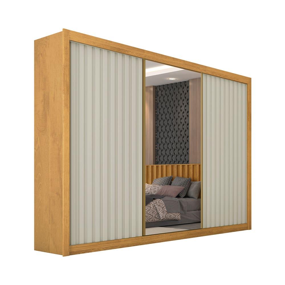 Guarda-Roupa Europa Grécia com espelho, 3 portas de correr, 6 gavetas e 12 prateleiras – 226 cm de largura - 2