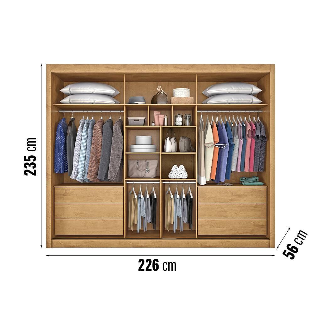 Guarda-Roupa Europa Grécia com espelho, 3 portas de correr, 6 gavetas e 12 prateleiras – 226 cm de largura - 4