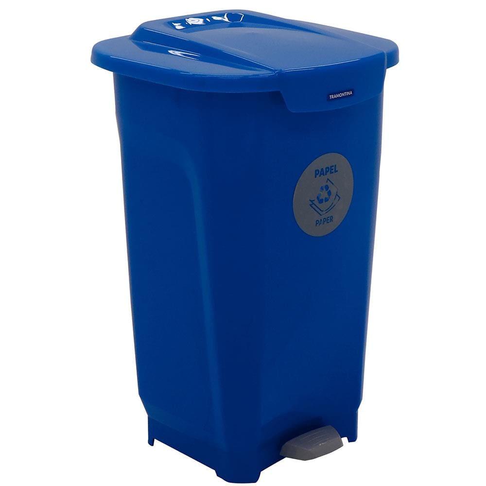Lixeira para Coleta Seletiva com Pedal Tramontina T-Force em Polipropileno Azul - 50 L - 1