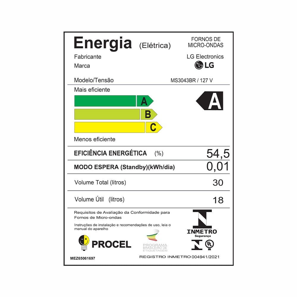 Forno Micro-ondas LG MS3043BR com Função Manter Aquecido e Limpa Fácil - Prata - 5