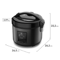 Panela de Arroz Elétrica Electrolux ERC10 Efficient 2 em 1 Visor Glass por Rita Lobo 7 Xícaras - Preto/Inox - 14