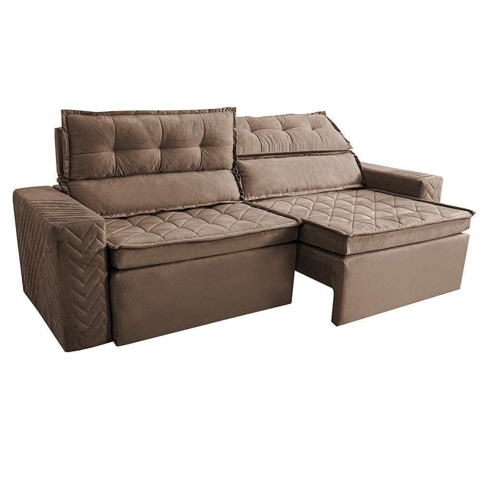 Sofá 4 Lugares Cama inBox Belém Retrátil e Reclinável Revestido em Suede Velusoft - 230cm de largura - 4