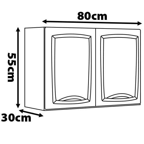Armário Aéreo Duplo Itatiaia New Premium com 2 Portas e 1 Prateleira - 80cm de largura - 3