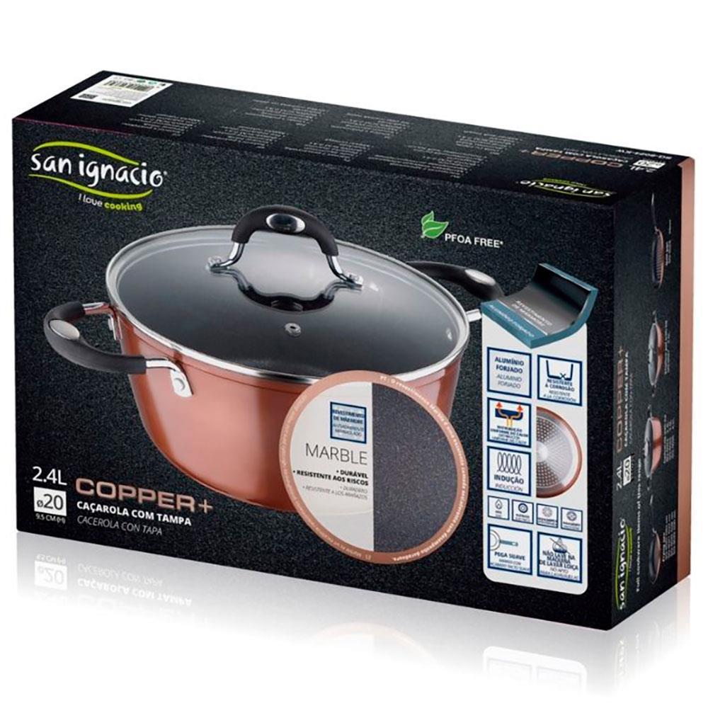 Caçarola Bergner Pandora em Alumínio Forjado com Revestimento em Marble e Fundo de Indução Marrom - 20 cm - 2