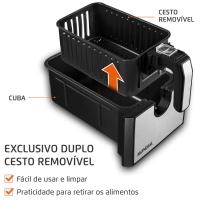 Fritadeira Elétrica Sem Óleo Air Fryer Mondial AFD-01-BI 8L Digital com Cesto Duplo– Preta/Inox - 6