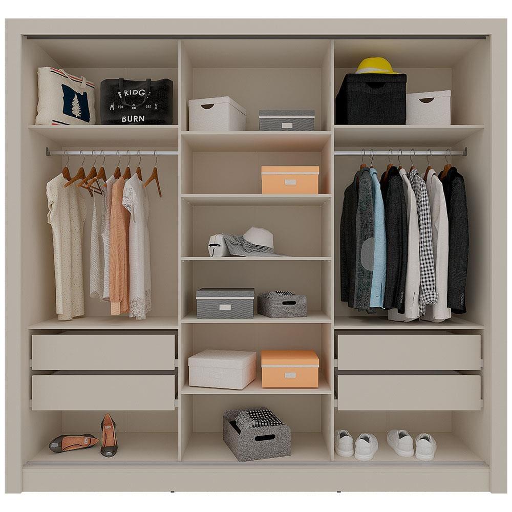 Guarda-Roupa Casal Bartira Village com 3 Portas, 4 Gavetas, Espelho e 243,1 cm de Largura - 5