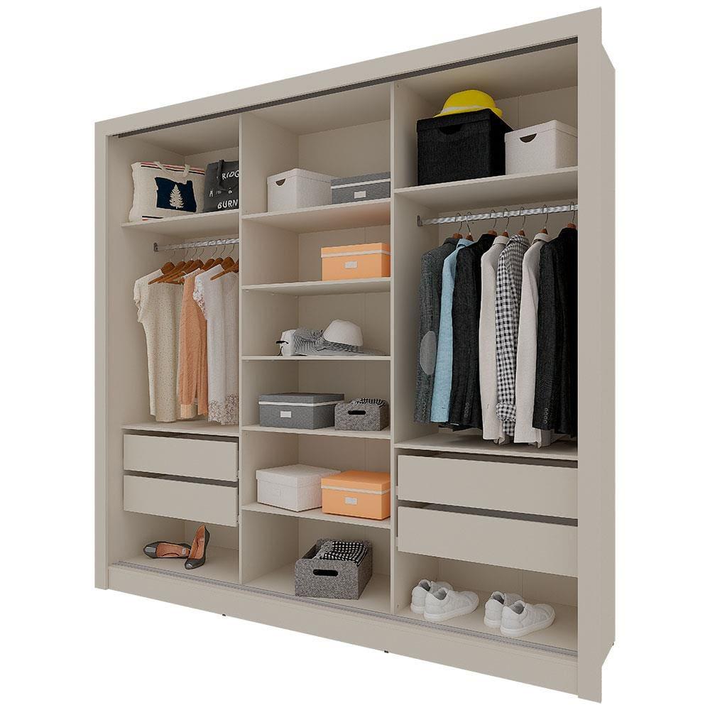 Guarda-Roupa Casal Bartira Village com 3 Portas, 4 Gavetas, Espelho e 243,1 cm de Largura - 6