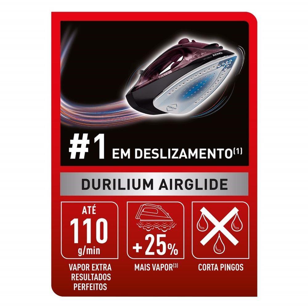 Ferro de Passar a Vapor Arno Ultragliss com Spray e Base Durilium Airglide - Vinho - 3