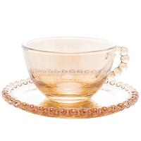 Conjunto com 4 Xícaras e Pires para Chá Wolff Pearl em Cristal Âmbar - 180 ml - 2