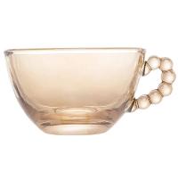 Conjunto com 4 Xícaras e Pires para Chá Wolff Pearl em Cristal Âmbar - 180 ml