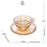 Conjunto com 4 Xícaras e Pires para Chá Wolff Pearl em Cristal Âmbar - 180 ml - 6