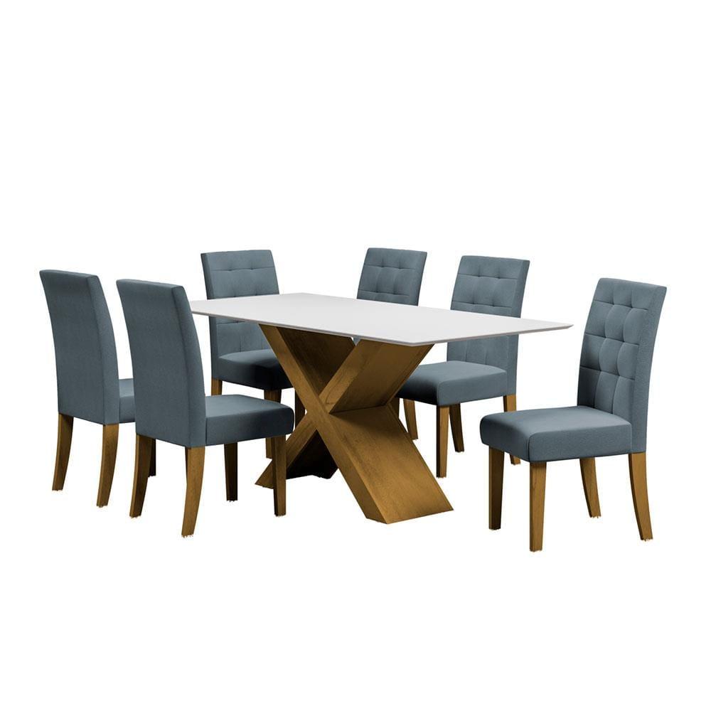 Mesa de Jantar Retangular Dobuê Dubai Light 180x90cm com 6 Cadeiras Estofadas Revestidas em Tecido Veloplus - 2