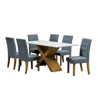 Mesa de Jantar Retangular Dobuê Dubai Light 180x90cm com 6 Cadeiras Estofadas Revestidas em Tecido Veloplus - 2