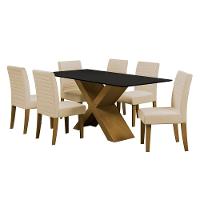 Mesa de Jantar Retangular Dobuê Creta Light 180x90cm com 6 Cadeiras Estofadas Revestidas em Tecido Veloplus - 8