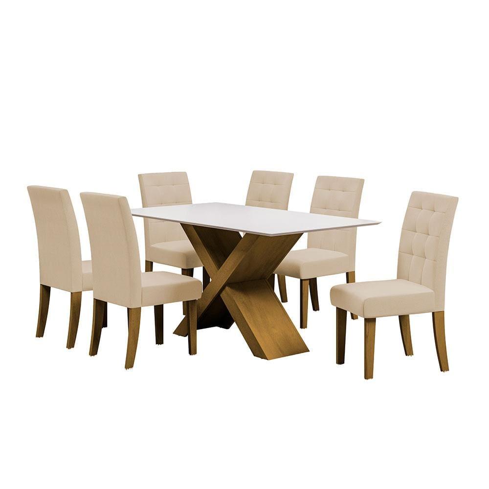Mesa de Jantar Retangular Dobuê Dubai Light 160x90cm com 6 Cadeiras Estofadas Revestidas em Tecido Veloplus - 2