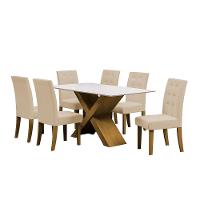Mesa de Jantar Retangular Dobuê Dubai Light 160x90cm com 6 Cadeiras Estofadas Revestidas em Tecido Veloplus - 2