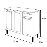 Balcão Itatiaia Rose com 3 Portas e 1 Gaveta - 105 cm de Largura - 10