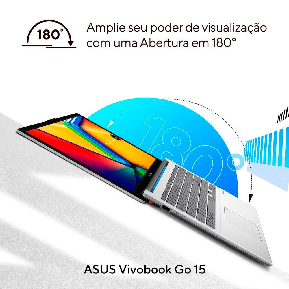 Notebook ASUS Vivobook Go 15 Intel Core i3 N305 8GB RAM 256GB SSD Tela LED Full HD 15,6” Windows 11 Home - E1504GA-NJ434W - 6