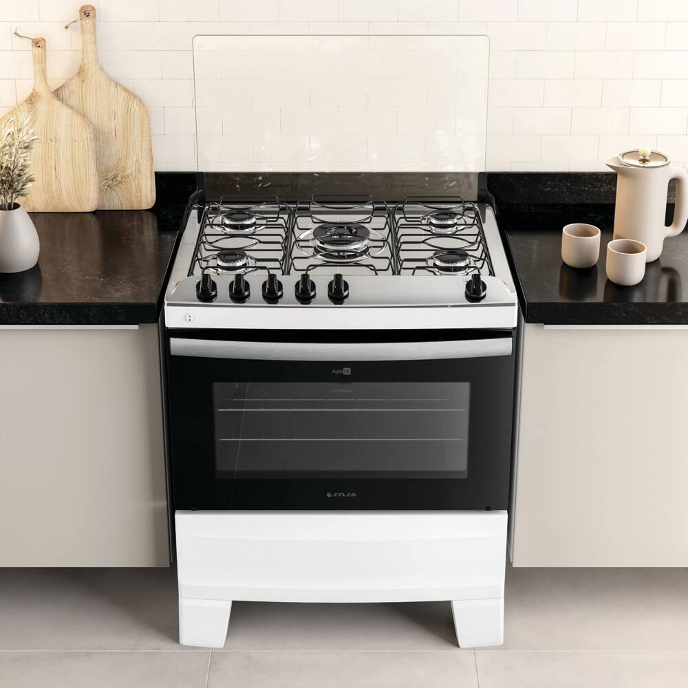 Fogão Atlas 5 Bocas Agile Up com Mesa de Inox, Grade Dupla no Forno e Acendimento automático Bivolt – Branco - 4