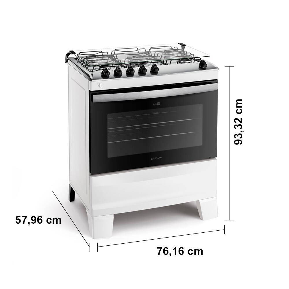 Fogão Atlas 5 Bocas Agile Up com Mesa de Inox, Grade Dupla no Forno e Acendimento automático Bivolt – Branco - 8