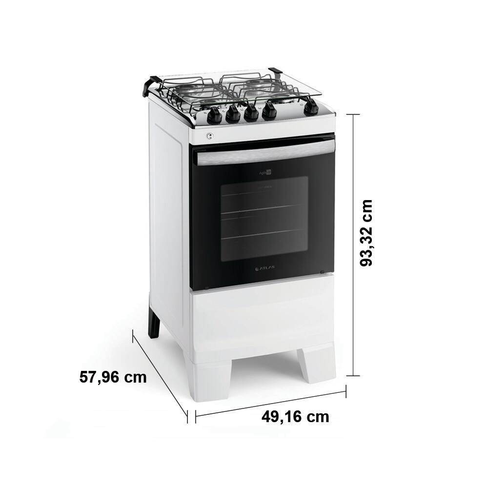 Fogão Atlas 4 Bocas Agile Up com Mesa de Inox, Grade Dupla no Forno e Acendimento automático Bivolt - Branco - 8
