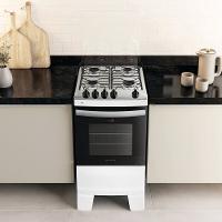 Fogão Atlas 4 Bocas Agile Up com Mesa de Inox, Grade Dupla no Forno e Acendimento automático Bivolt - Branco