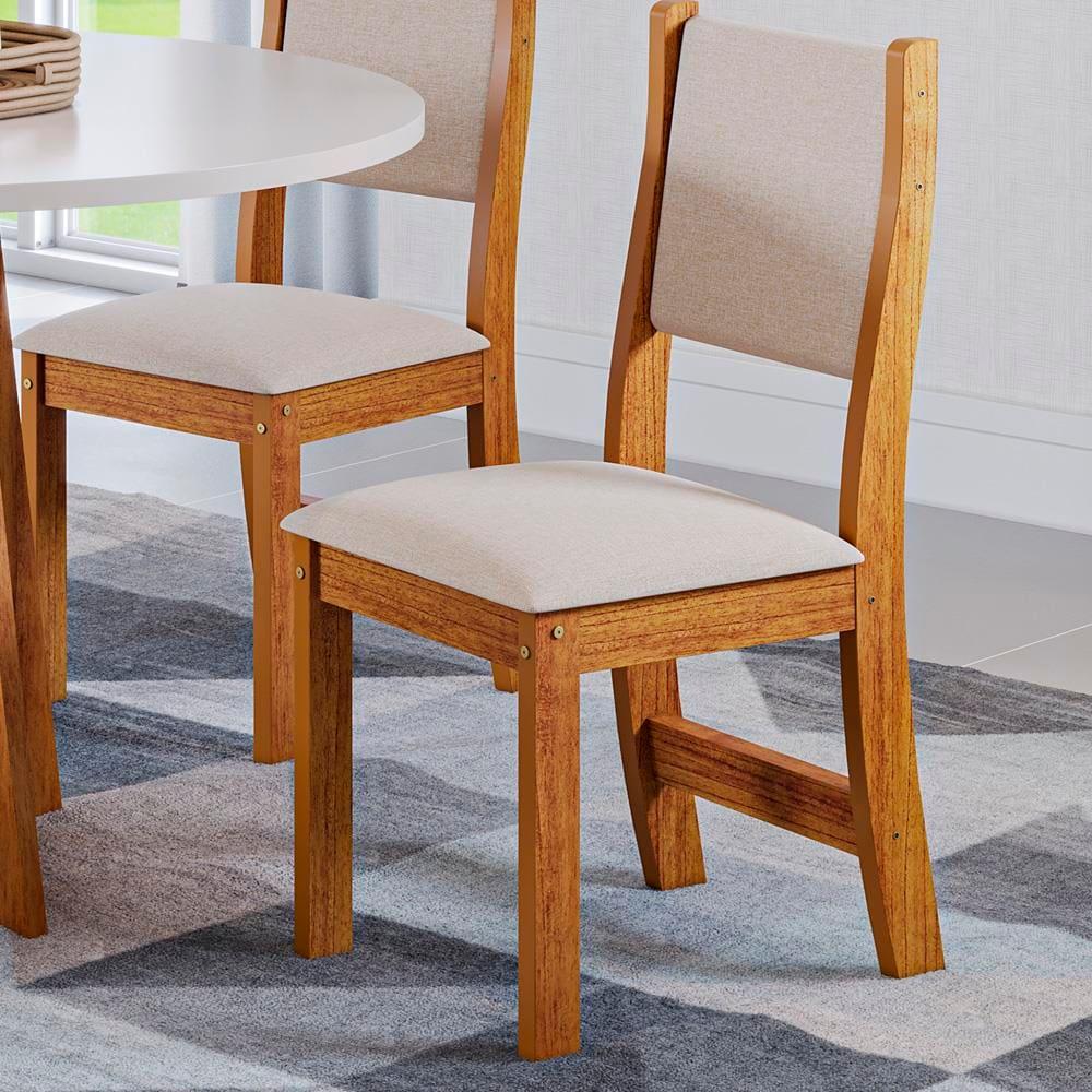 Mesa de Jantar Redonda Viero Província com 4 Cadeiras Estofadas - 2