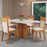 Mesa de Jantar Retangular Viero Vivere com 4 Cadeiras Roma Estofadas e Revestidas - 1