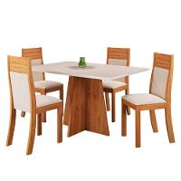 Mesa de Jantar Retangular Viero Vivere com 4 Cadeiras Roma Estofadas e Revestidas - 3