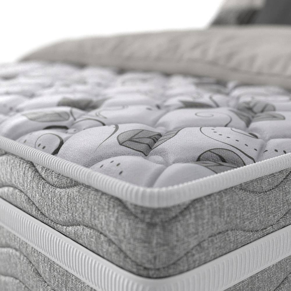 Cama Box Queen Size Probel Century D28 com Molas Ensacadas e Pillow Euro 70x158x198cm - Branco/Cinza - 7