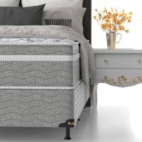 Cama Box Queen Size Probel Century D28 com Molas Ensacadas e Pillow Euro 70x158x198cm - Branco/Cinza - 6