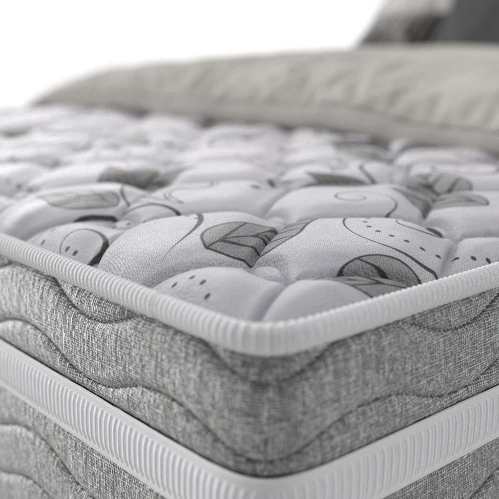 Cama Box de Casal Probel Century D28 com Molas Ensacadas e Pillow Euro 70x138x188cm - Branco/Cinza - 7