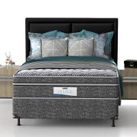 Cama Box de Casal Probel Village D28 com Molas Ensacadas e Pillow Euro 68x138x188cm - Branco/Preto - 1