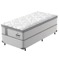Cama Box de Solteiro Probel Amsterdã com Pillow Top e Molas Ensacadas 72x88x188cm - Branco/Preto - 2
