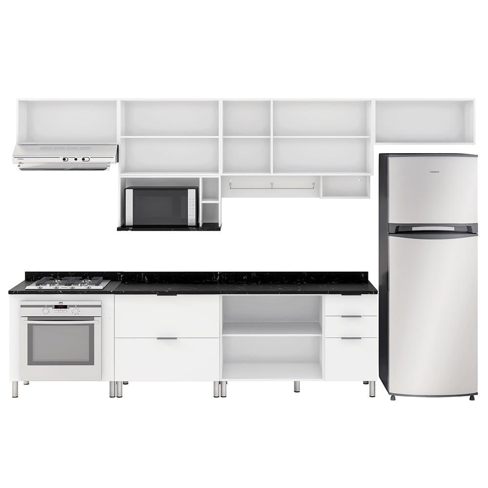 Cozinha Completa Bartira Rubi com 8 Portas, 5 Gavetas e 5 Prateleiras - 360,1cm de largura - 3