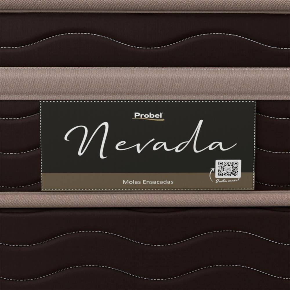 Cama Box Solteiro Probel Nevada com Euro Pillow e Molas Ensacadas 64x88x188 cm - Bege/Marrom - 5