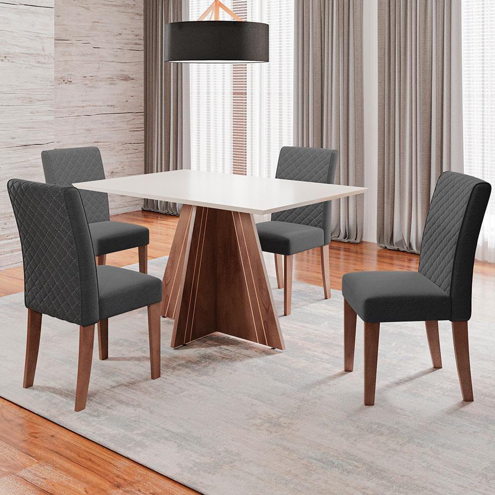 Mesa de Jantar Retangular Dobuê Dublin com 4 Cadeiras Revestidas em Tecido Veloplus - 1