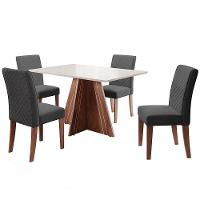 Mesa de Jantar Retangular Dobuê Dublin com 4 Cadeiras Revestidas em Tecido Veloplus - 2