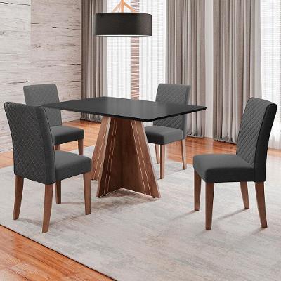 Mesa de Jantar Retangular Dobuê Dublin com 4 Cadeiras Revestidas em Tecido Veloplus