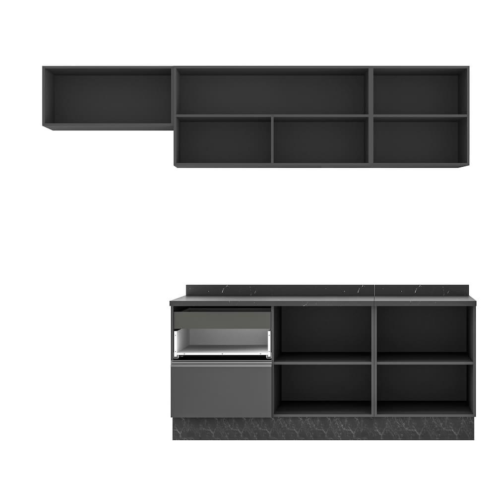 Cozinha Completa Bartira Linea 6 Portas, 3 Gavetas e Portas de Vidro - 260cm de largura - 3