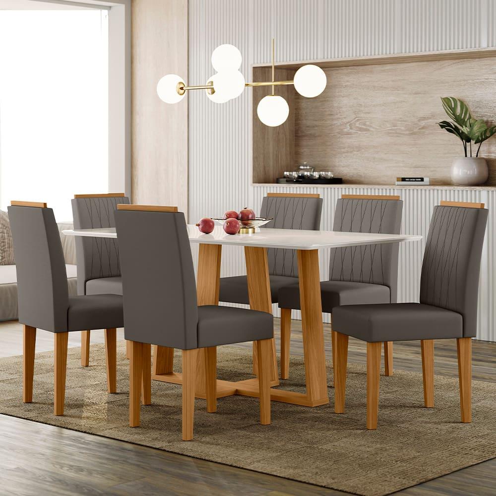 Mesa de Jantar Retangular New Ceval Amsterdam com 6 Cadeiras Estofadas e Revestidas - 1