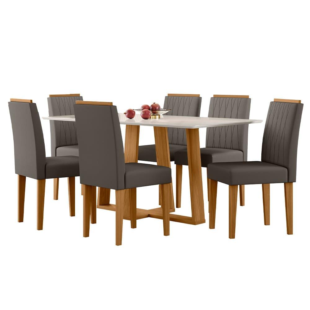 Mesa de Jantar Retangular New Ceval Amsterdam com 6 Cadeiras Estofadas e Revestidas - 4