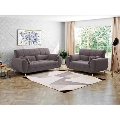 Sofá 3 e 2 Lugares Linoforte Bélgica em Tecido Suede com 4 Almofadas