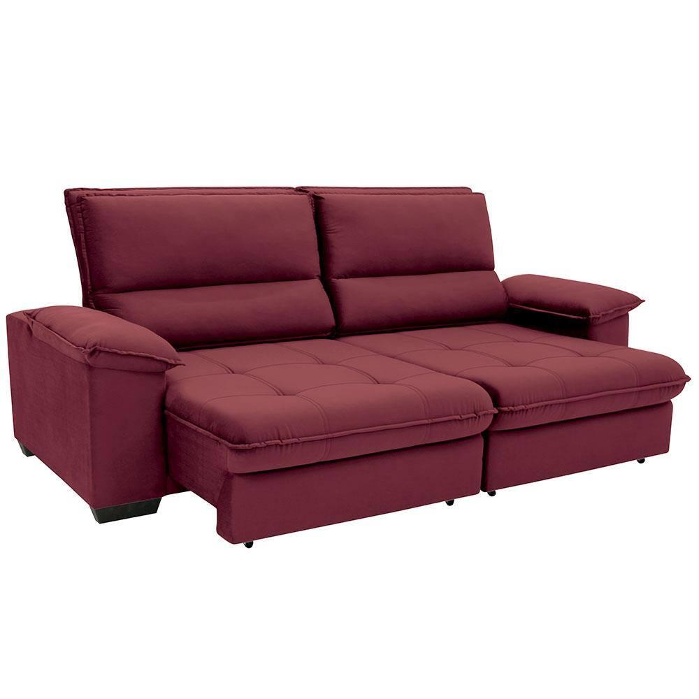 Sofá de 4 Lugares Linoforte Barcellos com 230 cm de Largura, Retrátil/Reclinável, com Revestimento em Tecido Suede - 8