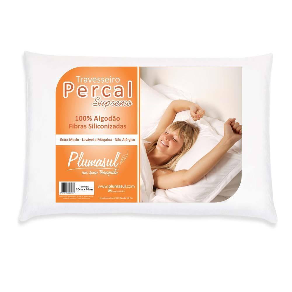 Travesseiros Plumasul Fibra Siliconizada em Percal 180 Fios 50 x 70 cm Brancos - 2 Unidades - 2